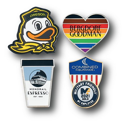 Custom Lapel Pins - 1 5/8" (1.625") or larger Screen on Cloisonne Hard Enamel