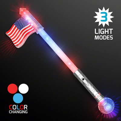 Flashing American Flag LED Jumbo Wand - BLANK