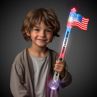 Light Up Jumbo Flag Wand With Prism Ball
