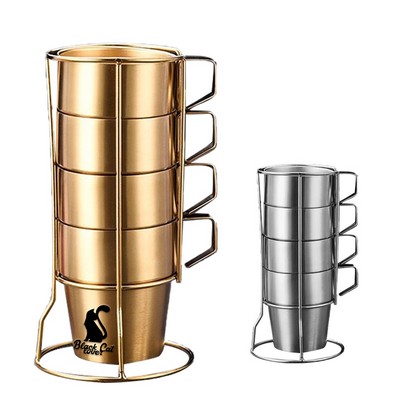 4-Piece Stackable Stainless Steel Cups – 10.1 Oz Each